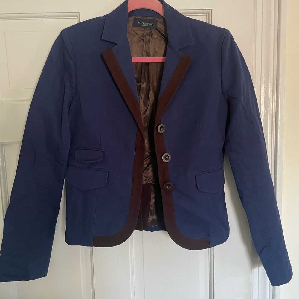 Piazza Sempione Blue Jacket with Brown Accents